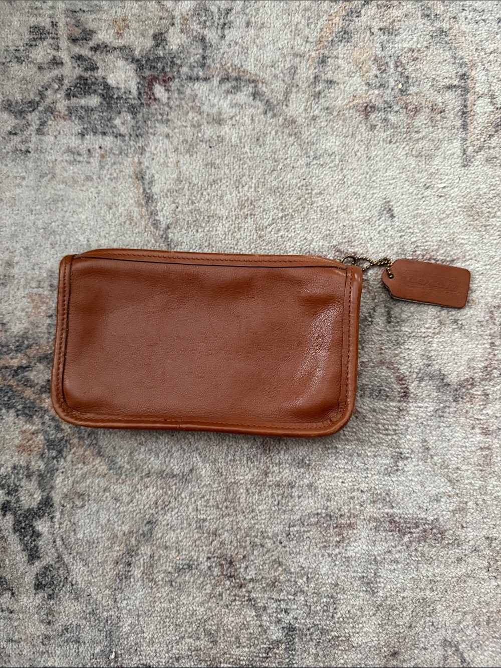 Coach Vintage British Tan Leather Cosmetic Pouch